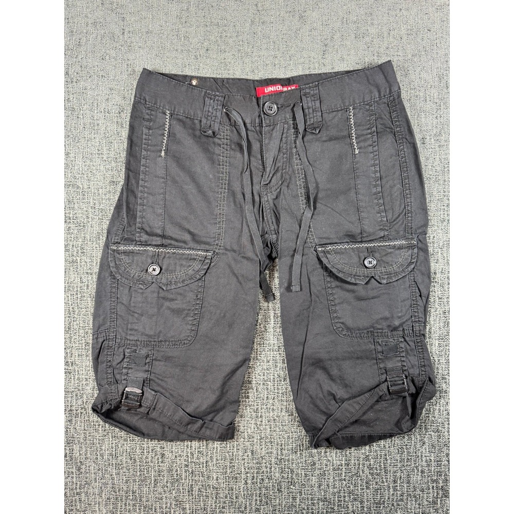 Unionbay Womens Cargo Shorts Charcoal Grey Cotton Utility Pockets Size 0
